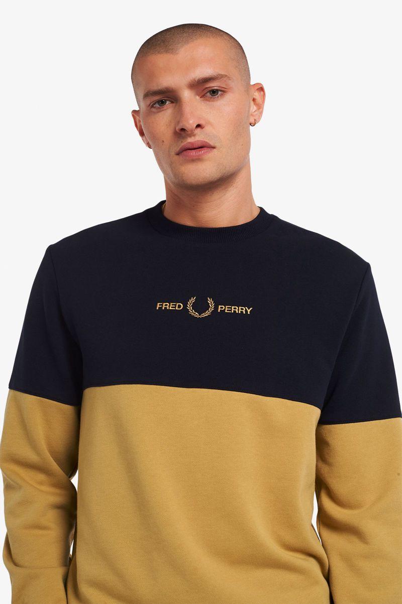 Grey Fred Perry Colour Block Men's Sweatshirts | PH 1563DFMN